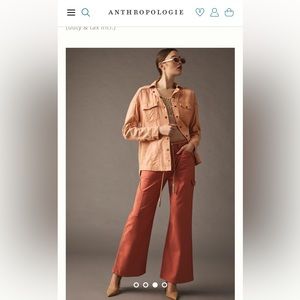 ANTHROPOLOGIE PILCRO Utility Shacket Jacket Button Shirt‎ Top Peach Orange Large